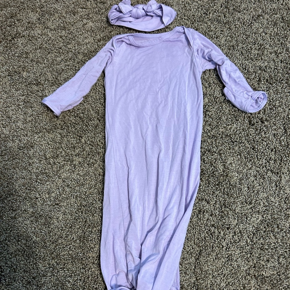 Newborn knitted gown and headband